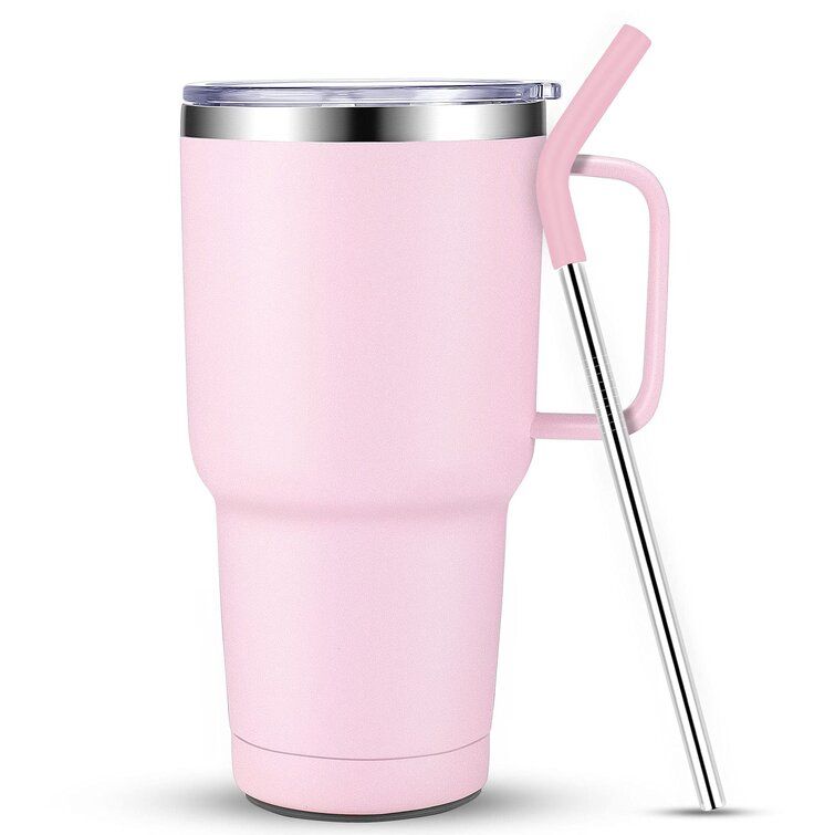 Photo 1 of 30 Oz Stainless Steel Cup,Double Wall Vacuum Insulated Water Tumbler, PINK