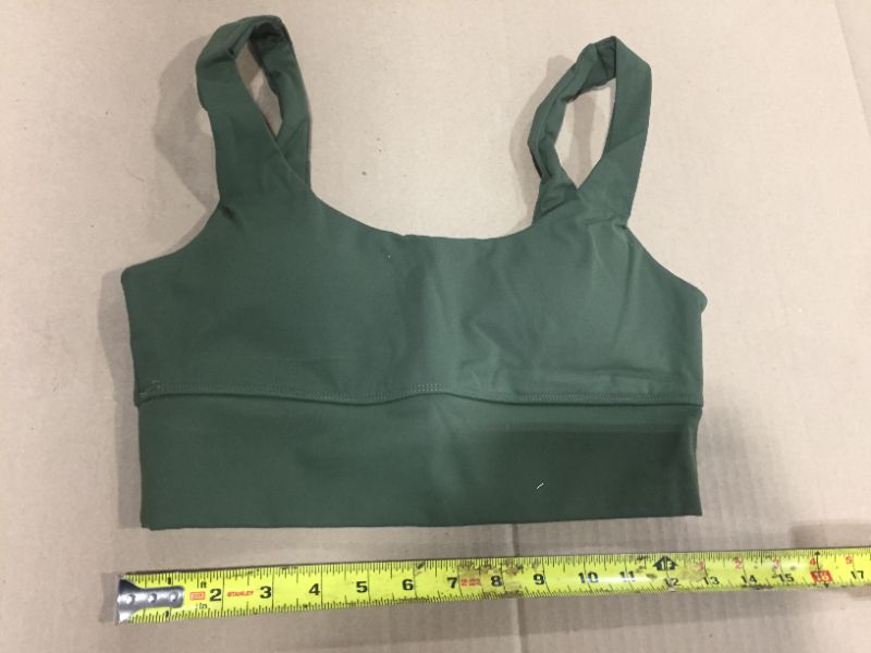 Photo 1 of WOMENS OLIVE PADDED SPORTS BRA, UNKNOWN SIZE 