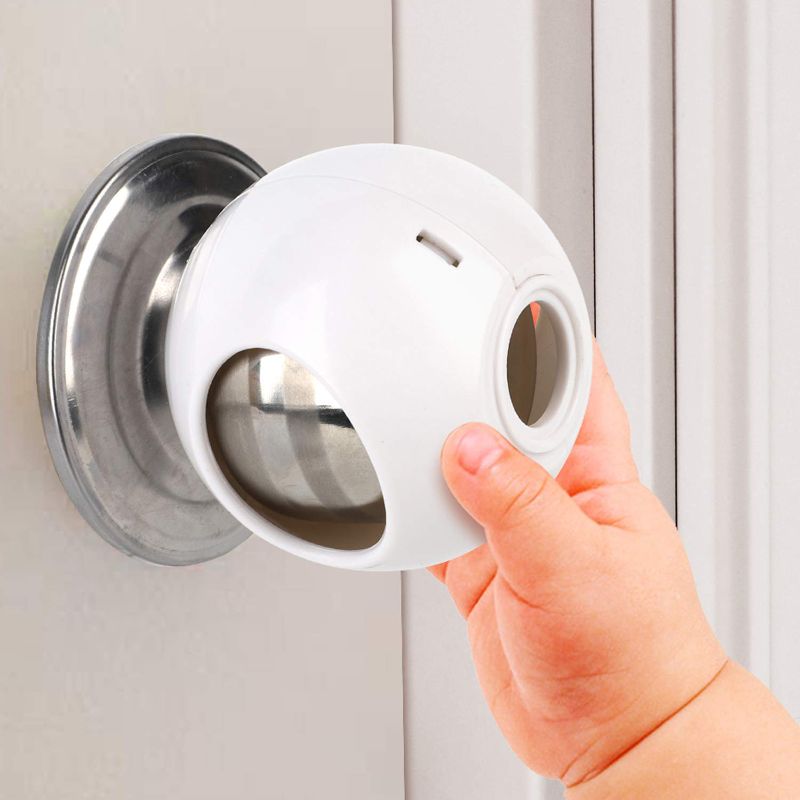 Photo 1 of Door Knob Safety Cover for Kids (4 Pack) New Shape & Structure Design Child Door Knob Covers Prevent Children from Opening Doors Baby Safety Door Knob Locks Fit Most Knobs
