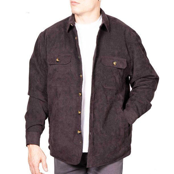 Photo 1 of VISIVE Men’s Big and Tall Corduroy Shirt Jacket with Fleece-Lined Interior, Size M, BROWN