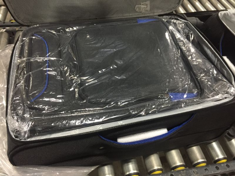 Photo 3 of Coolife Luggage 3 Piece Set Suitcase Spinner Softshell lightweight, BLACK/BLUE

