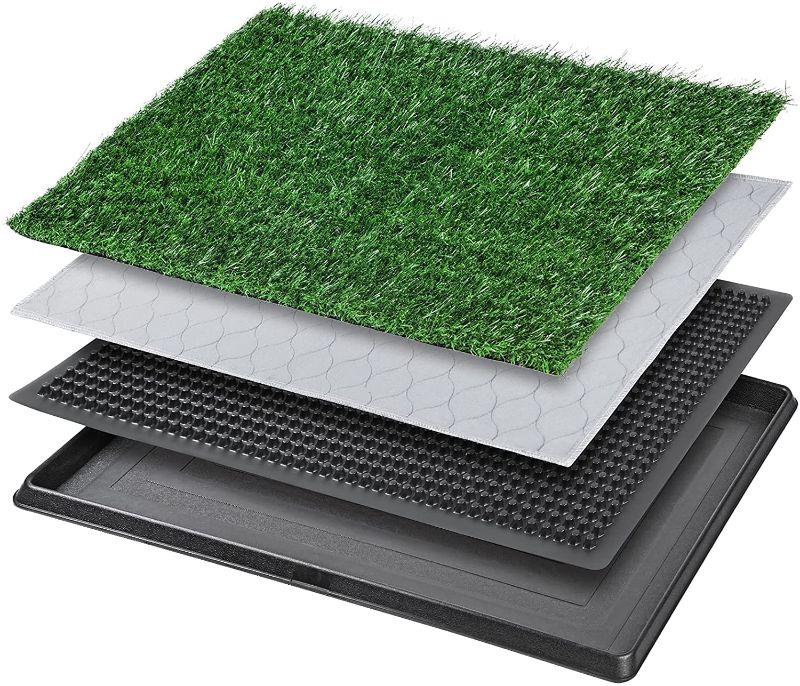 Photo 1 of Dog Grass Pet Loo Indoor/Outdoor Portable Potty, Artificial Grass Patch Bathroom Mat and Washable Pee Pad for Puppy Training, Full System with Trays
