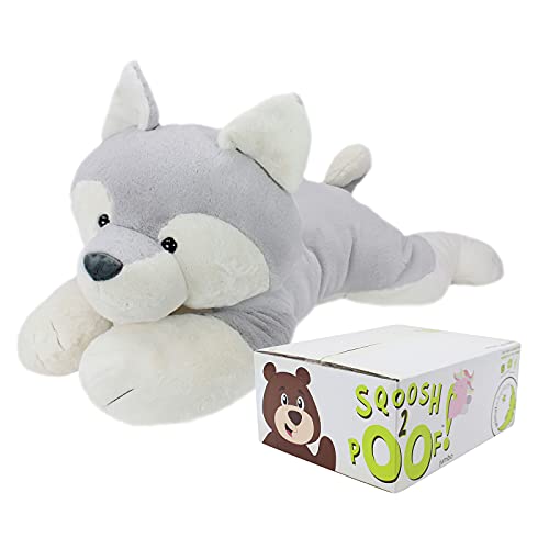 Photo 1 of Animal Adventure Sqoosh2Poof Jumbo Plush Character Compressed Inside Small Box 44" Husky
