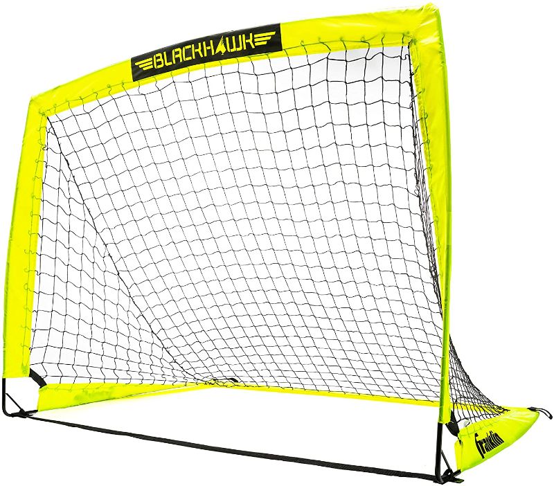 Photo 1 of Franklin Sports Blackhawk Backyard Soccer Goal - Portable Kids Soccer Net - Pop Up Folding Indoor + Outdoor Goals - 4' x 3' 
