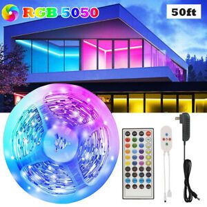 Photo 1 of 5050 RGB LED Strip Lights 50ft Room Bluetooth Flexible Color Changing Tape Decor