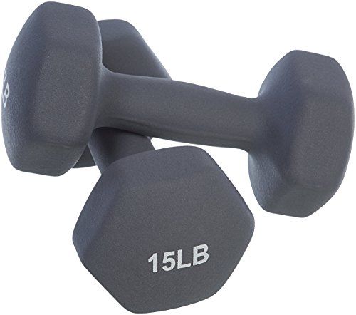 Photo 1 of Amazon Basics Vinyl Coated Hand Weight Dumbbell Pair, Set of 2, 15 LBS
