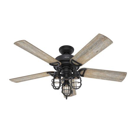 Photo 1 of Hunter 52" Starklake Damp Rated Natural Iron Ceiling Fan with Light Kit