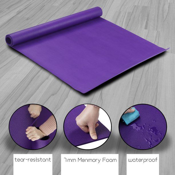 Photo 1 of Ainfox 8'x5' Extra Large Exercise Yoga Mat Home Gym Floor Workout Mats High Density Non-Slip Durable Cardio Fitness Mat 96"x 60" x7mm(Purple)
