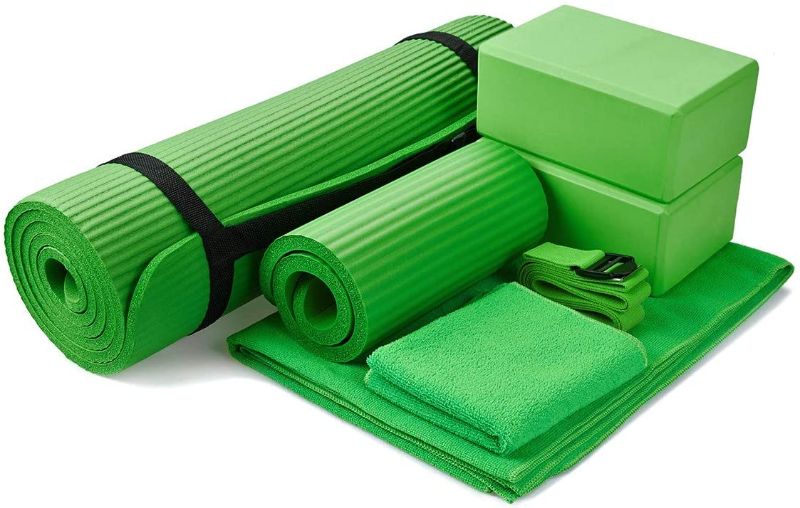 Photo 1 of BalanceFrom GoYoga 7-Piece Set - Include Yoga Mat with Carrying Strap, 2 Yoga Blocks, Yoga Mat Towel, Yoga Hand Towel, Yoga Strap and Yoga Knee Pad
