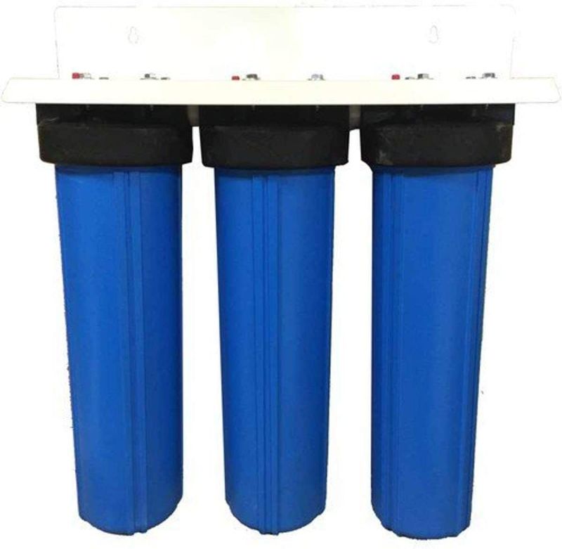 Photo 1 of Abundant Flow Water CF3-4520-SDGCCB Blue 20" 3 Stage Big Whole House Complete Water System with 4.5" Diameter Sediment, GAC, Carbon Filters