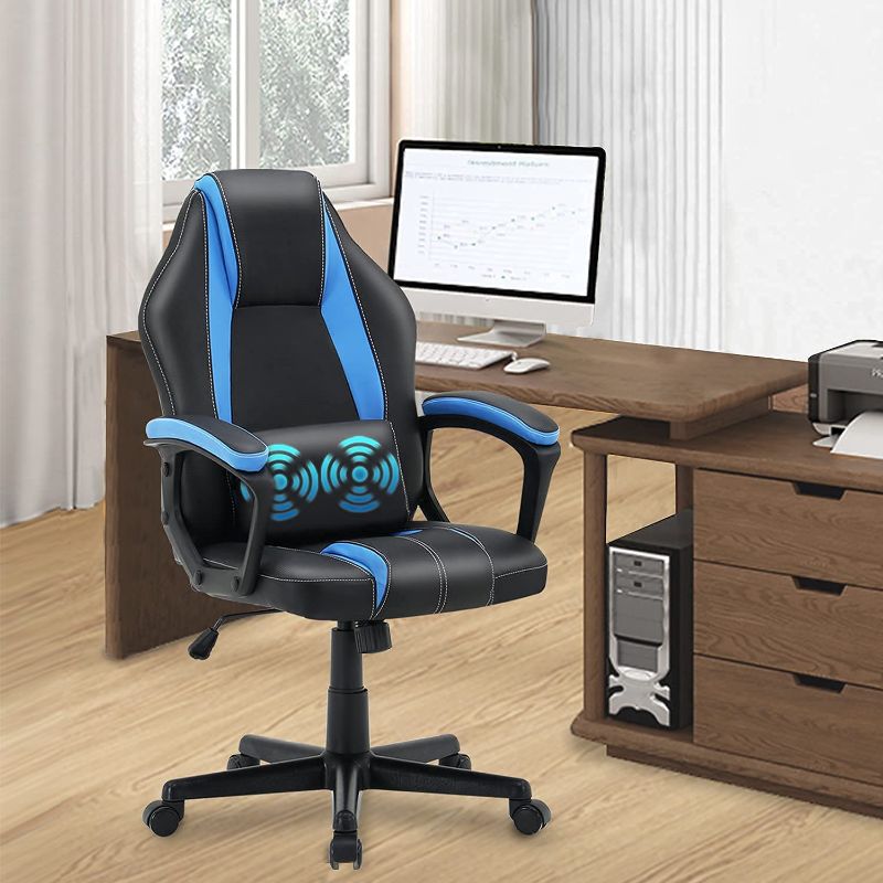 Photo 1 of Yaksha Computer Gaming Chair Massage Game Chair PC Gamer Chairs with Massage Lumbar Support,E-Sports Chair Ergonomic Racing Gamer Chair High Back Chair for Gaming Office(Storm Blue)
