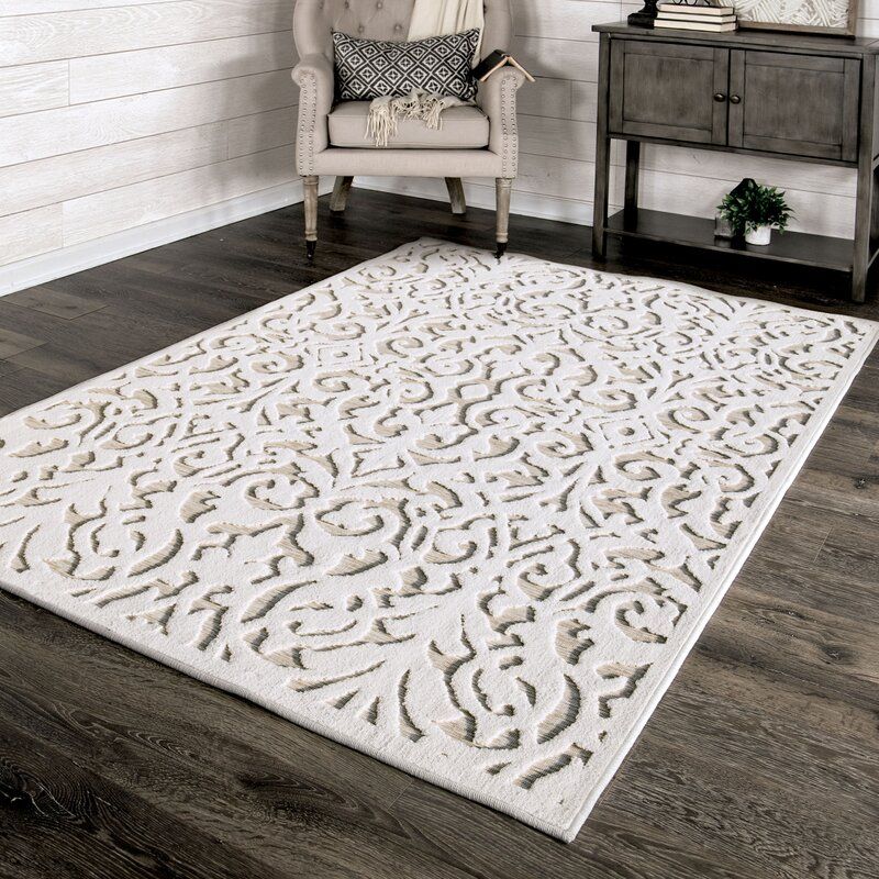 Photo 1 of Damask Natural Driftwood Indoor / Outdoor Area Rug, 23 X 39 INCHES