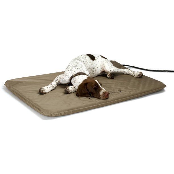 Photo 1 of K&H Lectro-Soft Outdoor Heated Pet Dog Bed, Tan, LARGE, WITH 3 PILLOWS