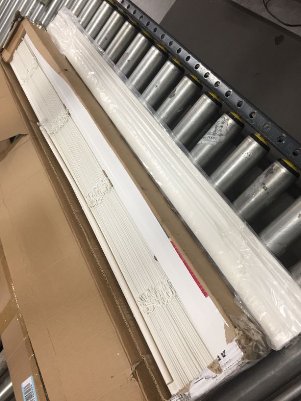 Photo 1 of 2" Faux Wood Blinds 45 x 48 INCHES in White with Premium Upgraded Crown Valance Fascia
