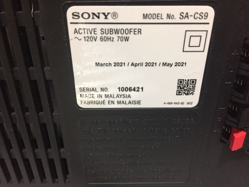 Photo 2 of Sony SACS9 10-Inch Active Subwoofer,Black
