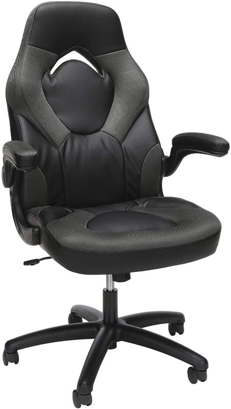 Photo 1 of OFM ESS Collection Racing Style Bonded Leather Gaming Chair, in Gray (ESS-3085-GRY)