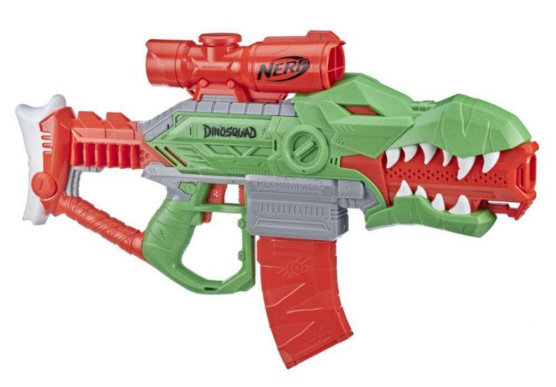 Photo 1 of NERF DinoSquad Rex-Rampage Motorized Dart Blaster, 10-Dart Clip, 10-Dart Storage- T-Rex Dinosaur Design
