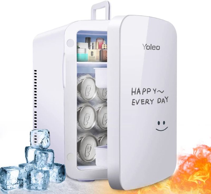 Photo 1 of Yoleo Mini Fridge 15 Liter/26 Can, Bedroom Small Refrigerator without Freezer, AC/DC Power, Quiet 28 dB, 2-in-1 Cooling/Heating Portable Compact Fridge for Drinks Food Skincare Car Dorm Trips Hotel Camping