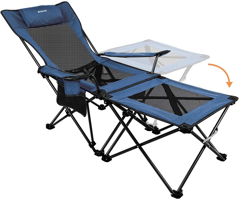 Photo 1 of 2 in 1 Folding Camping Chair Portable Lounge Chair with Detachable Table for Camping Fishing Beach and Picnics