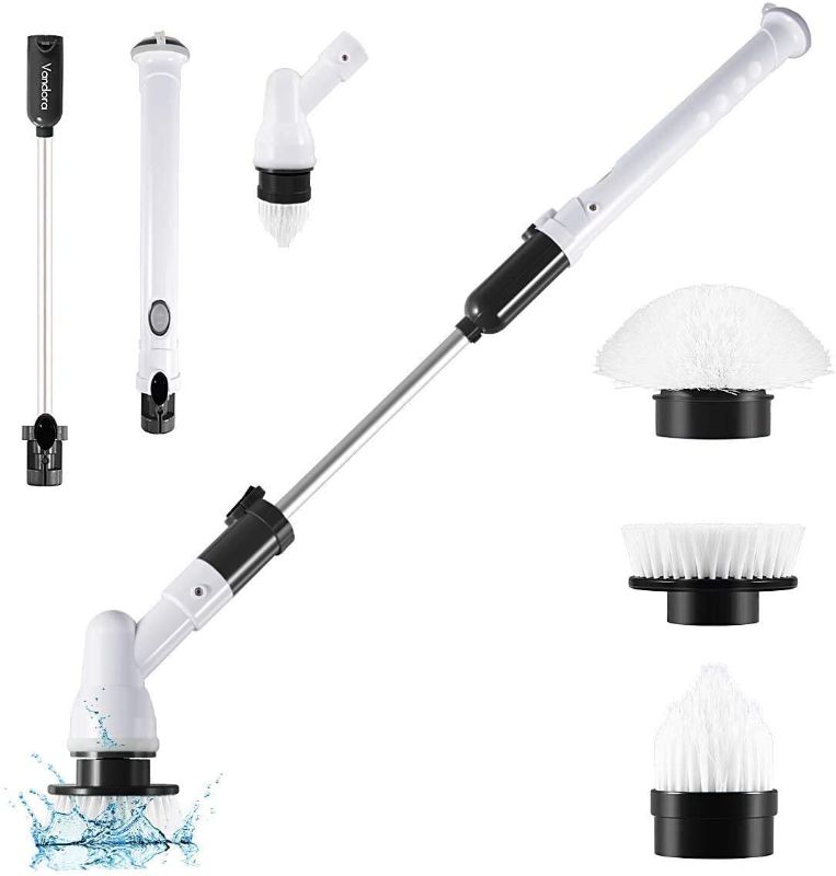 Photo 1 of Electric Spin Scrubber, 2020 Upgraded Bathroom Cordless Shower Scrubber with 3 Replaceable Cleaning Brush Head & Adjustable Extension Handle for Tub, Tile, Floor