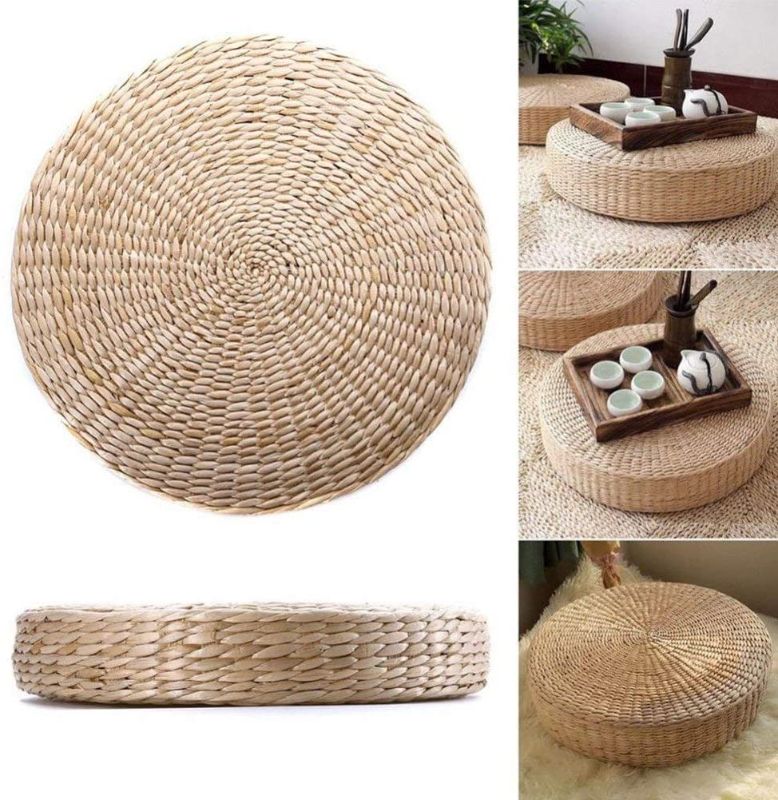 Photo 1 of 40cm Straw Yoga Meditation Futon Round Cushion,Pouf Tatami Cushion Floor Pillow Straw Meditation Soft Yoga Seat Mat