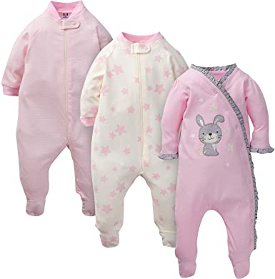 Photo 1 of Gerber Baby Girls' 3-Pack Organic Sleep 'N Play 6-9Months 