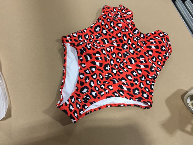 Photo 2 of CUPSHE Red Leopard Print One Piece Swimsuit, SIZE XL