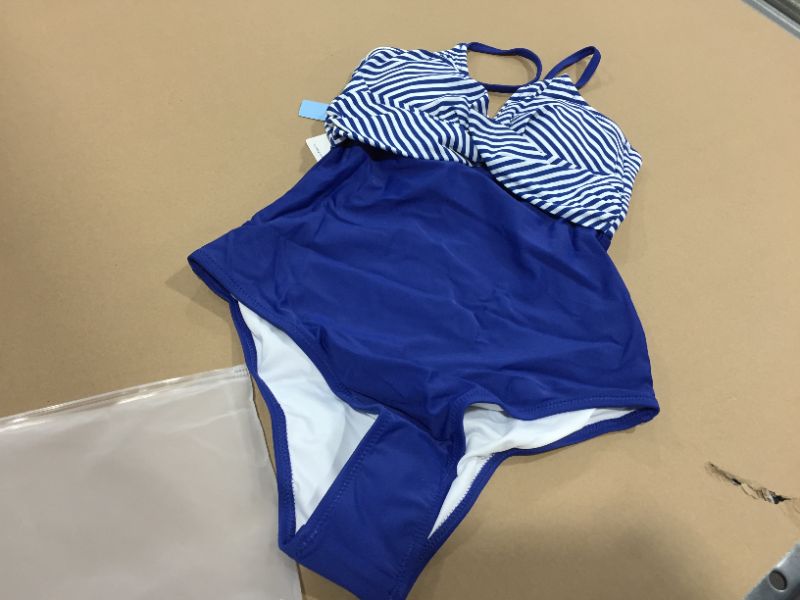 Photo 2 of CUPSHE Blue And Stripe One Piece Swimsuit, SIZE XS