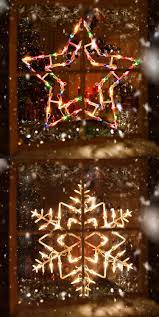 Photo 1 of 16 Inch Christmas Window Silhouette Lights Decorations Pack of 2 Lighted Snowflake and Star Christmas Window Lights with 100 Bulbs for Holiday Indoor Wall Door Glass Decorations
