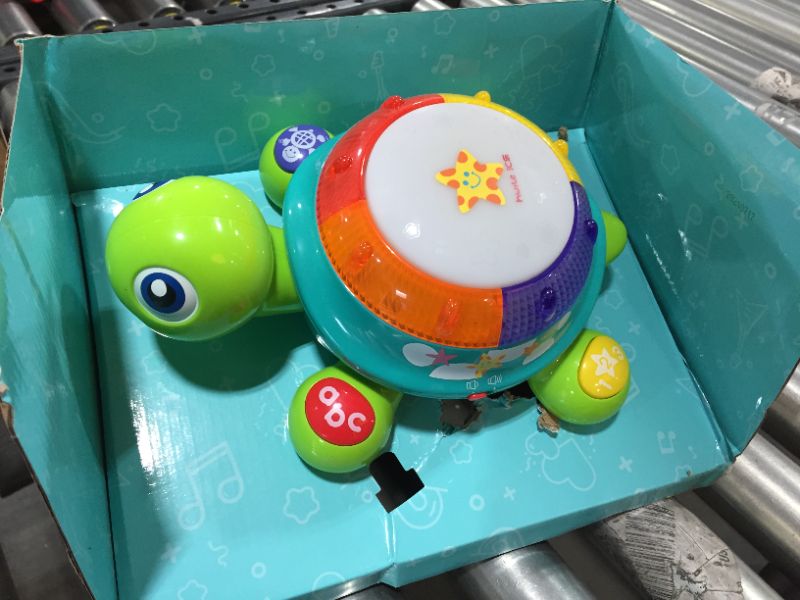 Photo 1 of HUILE Huile Qizhi baby learns to crawl small turtle infants and young children soothe hand beat drum toys 1-3 years old boys and girls electric early education music toy gift
