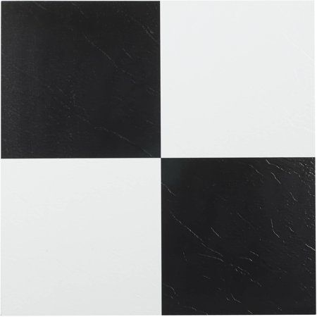 Photo 1 of Achim Home Furnishings FTVSO10345 Tivoli Self Adhesive Vinyl Tiles, 12 x 12-Inches, Black/White, 45 Pack
