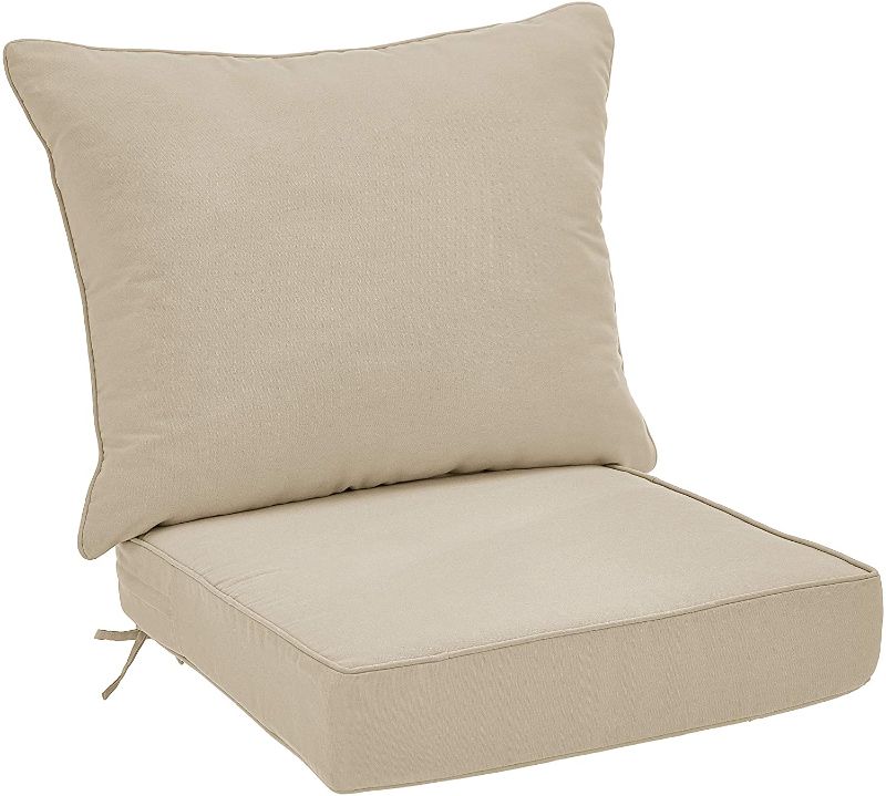 Photo 1 of Amazon Basics Deep Seat Patio Seat and Back Cushion Set - Khaki
