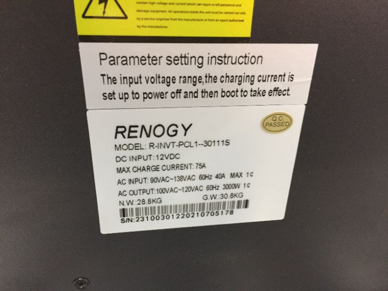 Photo 1 of 3000W 12V Pure Sine Wave Inverter Charger w/ LCD Display, SOLD FOR PARTS ONLY
