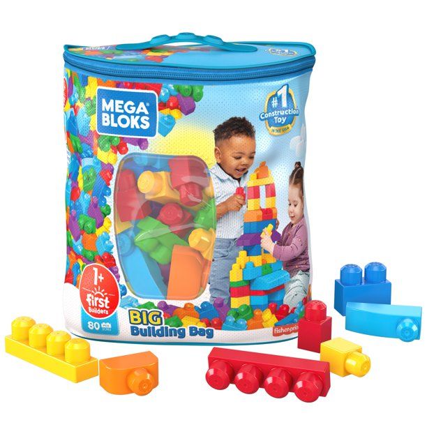 Photo 1 of Mega Bloks First Builders Big Building Bag with Big Building Blocks, Building Toys for Toddlers (80 Pieces)
