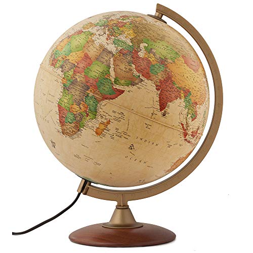 Photo 1 of Waypoint Geographic Light Up Globe - Journey 12" Illuminated Antique Ocean Style World Globe with Wood Stand for Desk, Office, Home Decor - 1000s of Up to Date Places and Points of Interest