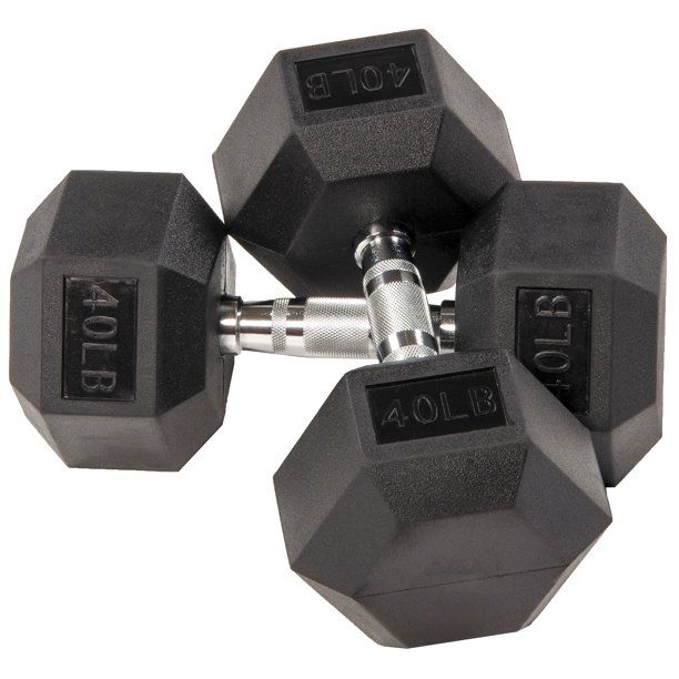 Photo 1 of BalanceFrom Rubber Encased Hex Dumbbells, 40 lbs Pair, Black
