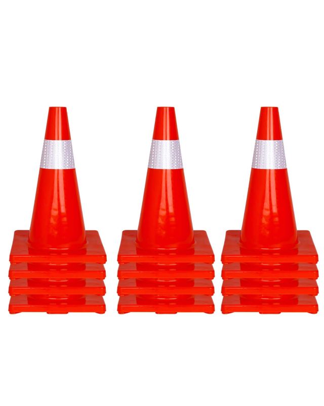 Photo 1 of 12 Pcs Traffic Safety Road Cones - 18 Inch Orange Traffic Parking Cons with Reflective Colla