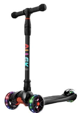 Photo 1 of Allek Kick Scooter B02, Lean 'N Glide Scooter with Extra Wide PU Light-Up Wheels and 4 Adjustable Heights for Children from 3-12yrs (Black)