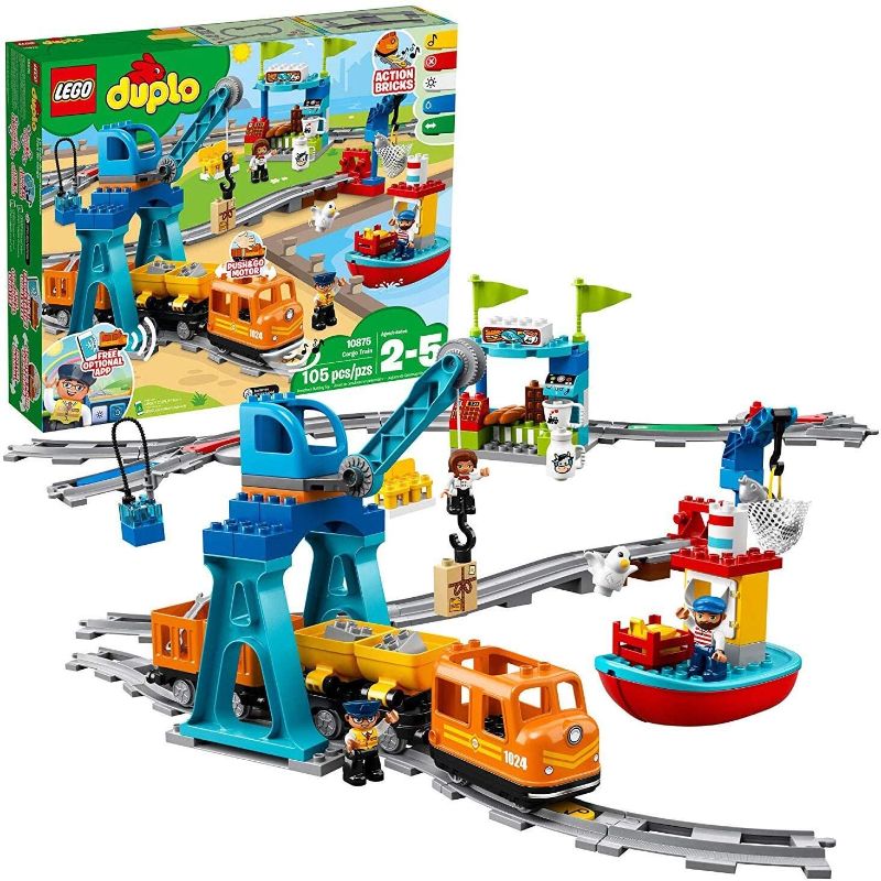 Photo 1 of LEGO DUPLO Cargo Train 10875 Exclusive Battery-Operated Building Blocks Set, Best Engineering and STEM Toy for Toddlers (105 Pieces)