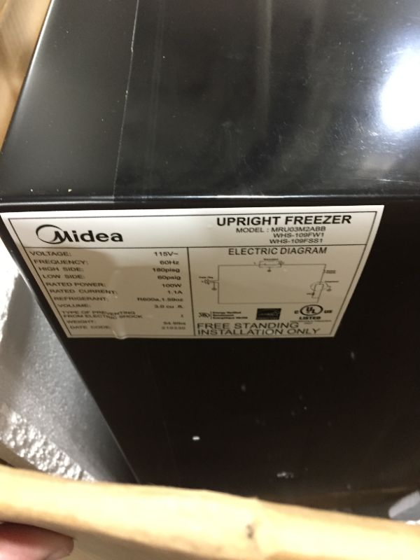 Photo 4 of Midea MRU03M2ABB Upright Freezer 3.0 Cubic Feet with Door Lock, Black | 3.0 Cubic Feet