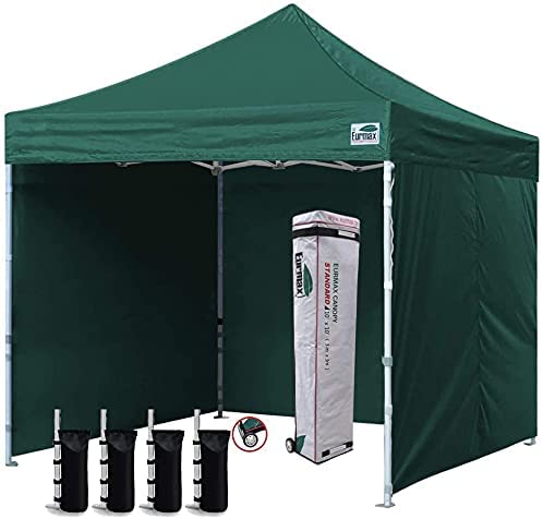 Photo 1 of Eurmax USA 10'x10' Ez Pop-up Canopy Tent Commercial Instant Canopies with 4 Removable Zipper End Side Walls and Roller Bag