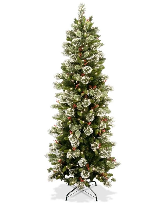 Photo 1 of 7.5' Wintry Pine Slim Hinged Tree With Folding Stand & 400 Clear Lights