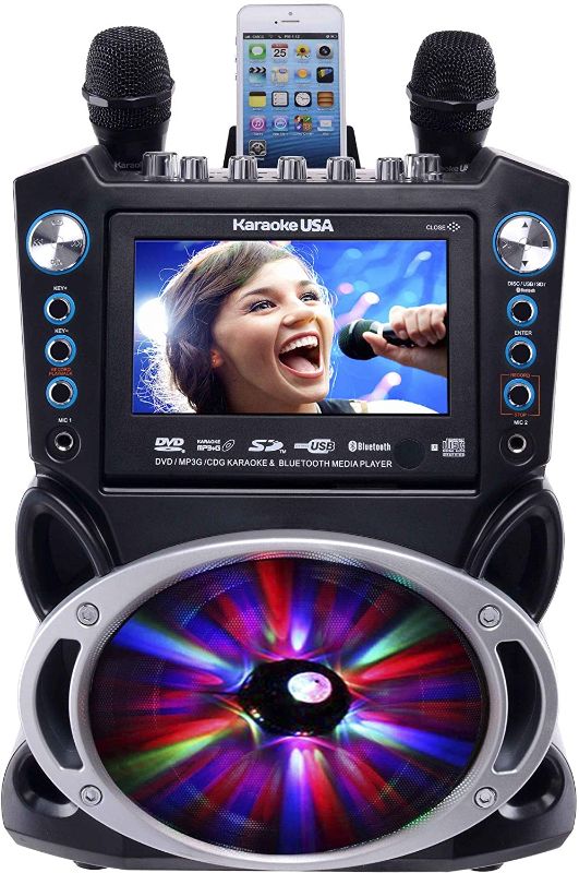 Photo 1 of Karaoke USA GF842 DVD/CDG/MP3G Karaoke Machine with 7" TFT Color Screen, Record, Bluetooth and LED Sync Lights