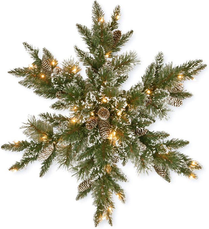 Photo 1 of CC Christmas Decor 32" Pre-Lit Glittery Bristle Pine Snowflake - LED Lights Battery Operated