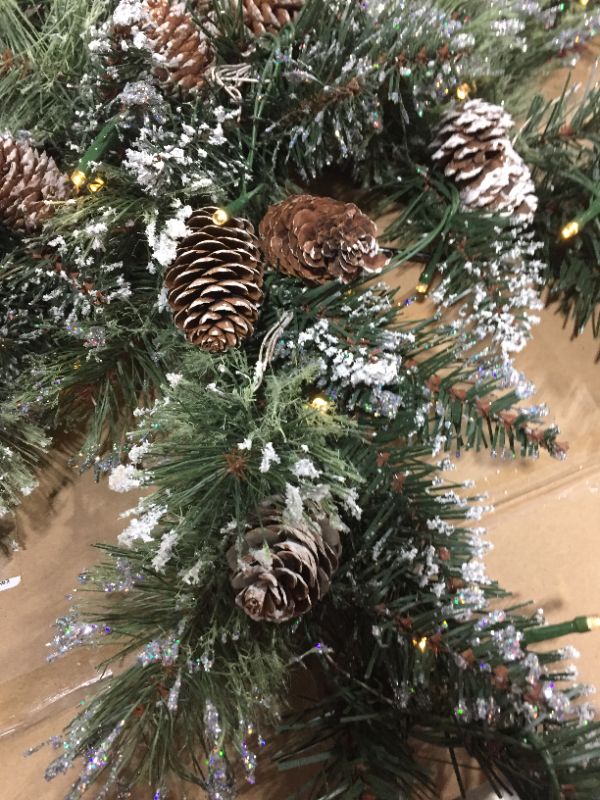 Photo 3 of CC Christmas Decor 32" Pre-Lit Glittery Bristle Pine Snowflake - LED Lights Battery Operated
