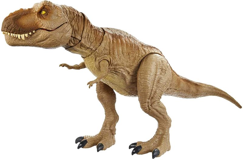 Photo 1 of Jurassic World Epic Roarin’ Tyrannosaurus Rex Large Action Figure with Primal Attack Feature, Sound, Realistic Shaking, Movable Joints; Ages 4 Years & Up