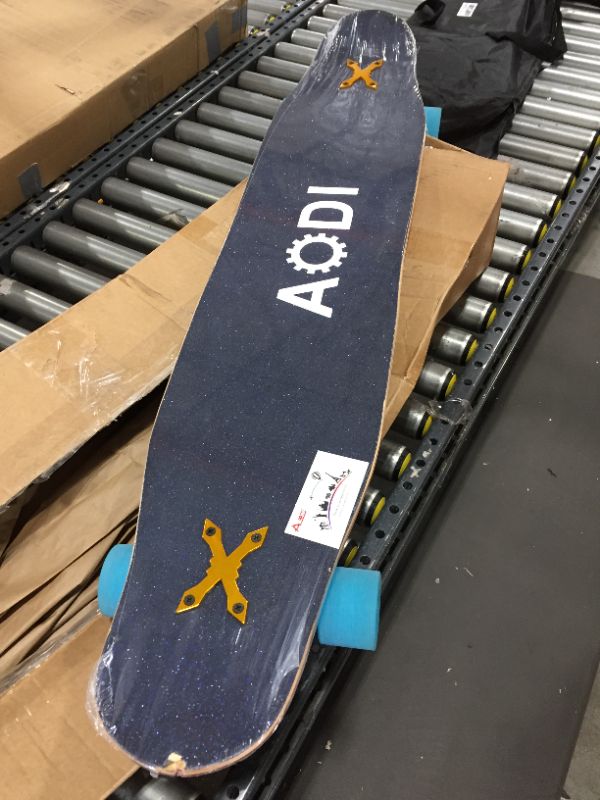 Photo 2 of AODI 46 Inch Freeride Longboard Skateboard - Complete Cruiser Skateboards Canadian Maple Double Kick Concave Dance Board with LED Wheels for Cruising, Carving, Downhills