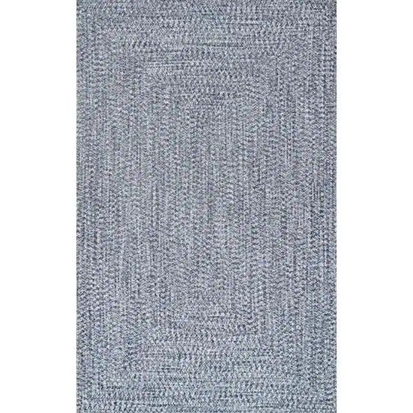 Photo 1 of Casual Braided Light Blue 6 ft. Indoor/Outdoor Square Rug