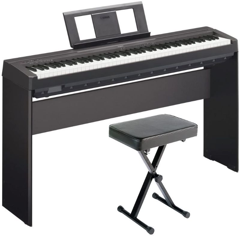 Photo 1 of YAMAHA P45 88-Key Weighted Digital Piano Home Bundle With Wooden Furniture Stand And Bench