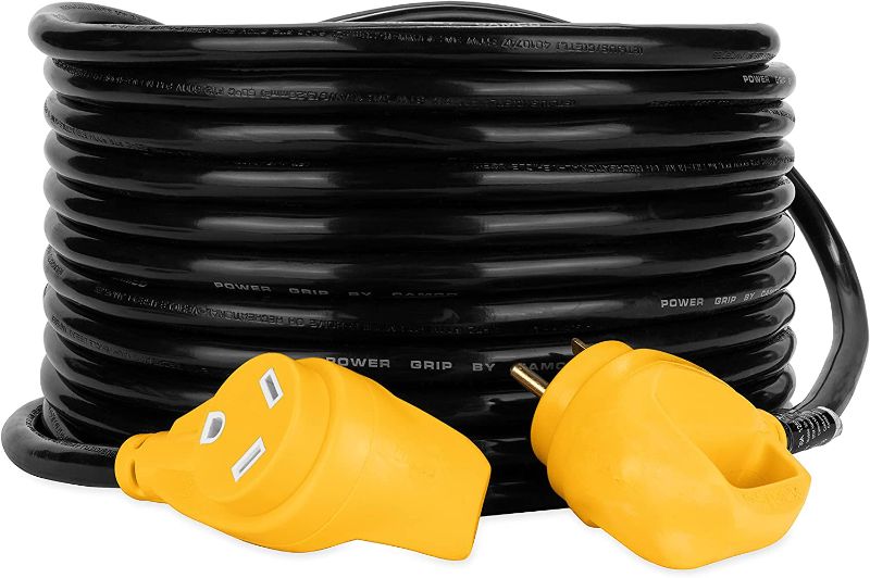 Photo 1 of Camco 50' PowerGrip Heavy-Duty Outdoor 30-Amp Extension Cord for RV and Auto | Allows for Additional Length to Reach Distant Power Outlets | Built to Last (55197)